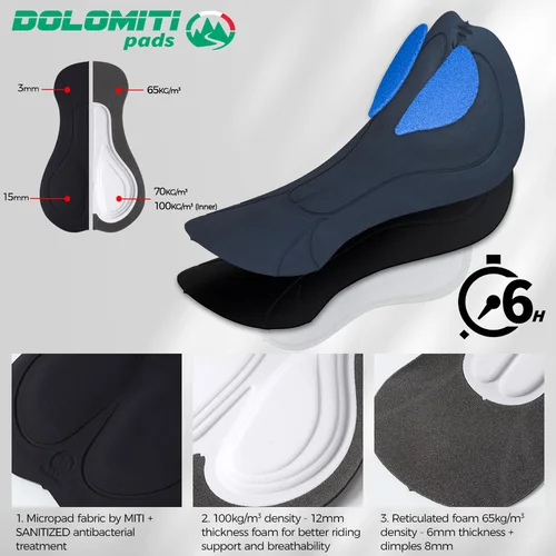 Imagen 2 del producto RION-pantalones cortos con pechera para ciclismo para hombre, medias para bicicleta de montaña, almohadillas Dolomiti, ropa de equipo profesional de larga distancia 6H