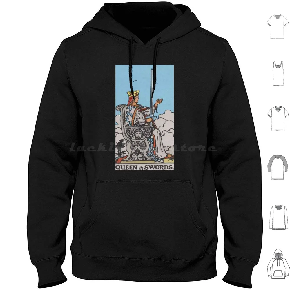 Rider-Waite Tarot , Queen Of Swords Hoodie cotton Long Sleeve Queen King Queen Of Swords Swords Sword Queen Of Swords Tarot