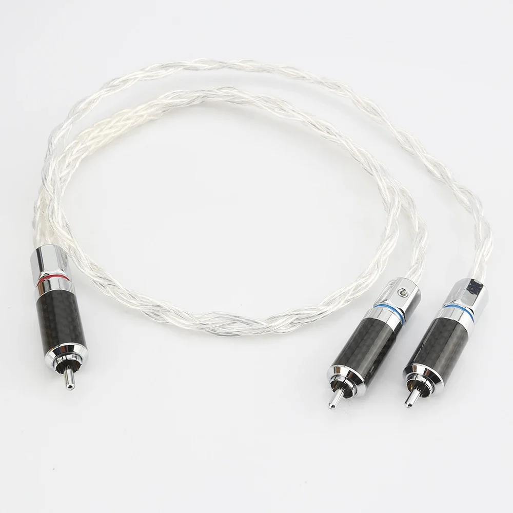 1 ชิ้น Audiocrast OCC 8AG Silver Plated สายสัญญาณเสียง RCA ถึง 2RCA เชื่อมต่อสาย RCA splitter ถึง 2RCAs