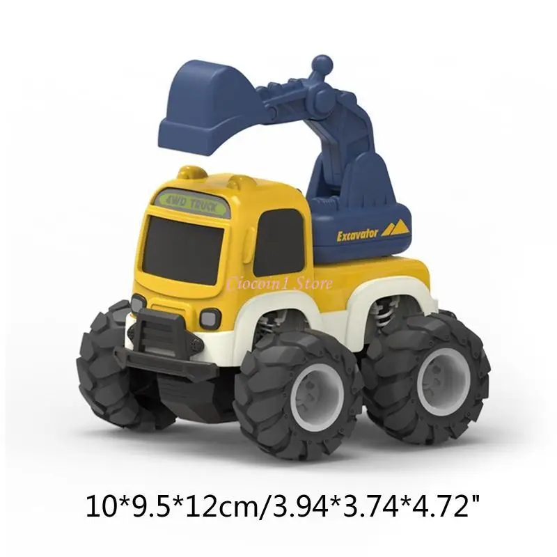 Y1UB 4 ’’プレイ車両のベビープルバックプレスプッシュ＆ゴーカーのためのミニエンジニアリングカーおもちゃ