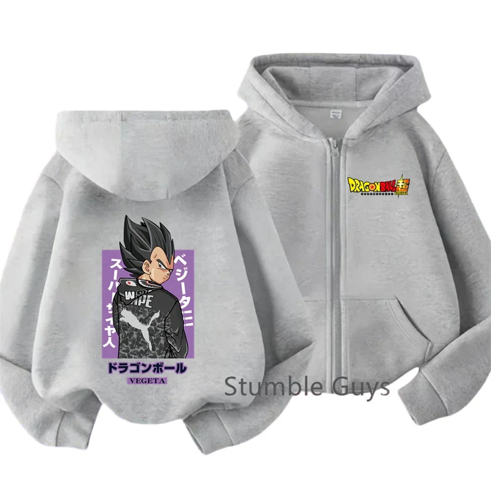 2026 Modische Kinder Vegeta Hoodie Dragon Ball Reißverschluss-Kapuzenpullover Kinder Goku Sweatshirt Jungen Super Saiyan Anime Kleidung