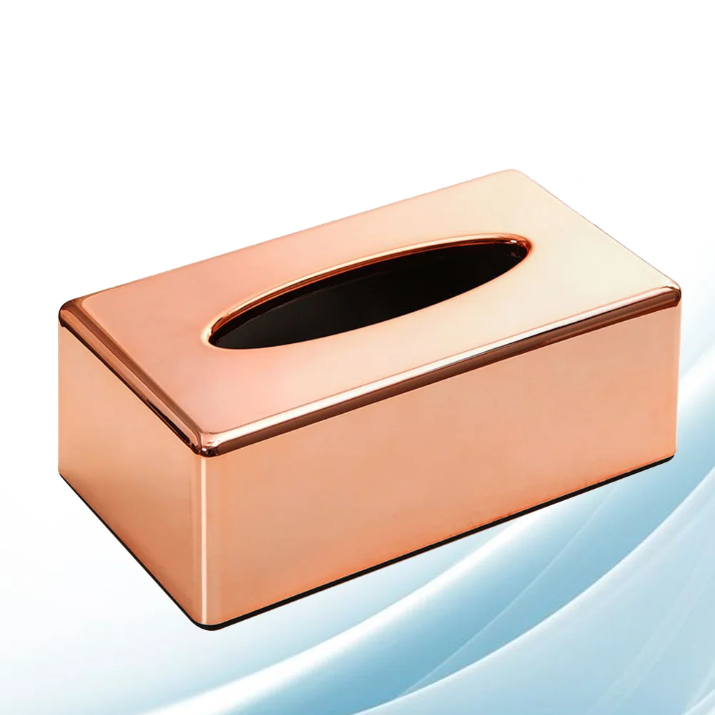 Simple ABS Plating Rose Gold Tissue Box Living Room Household Tissue Box Office Creative Tray Home Cleaning Storage Box