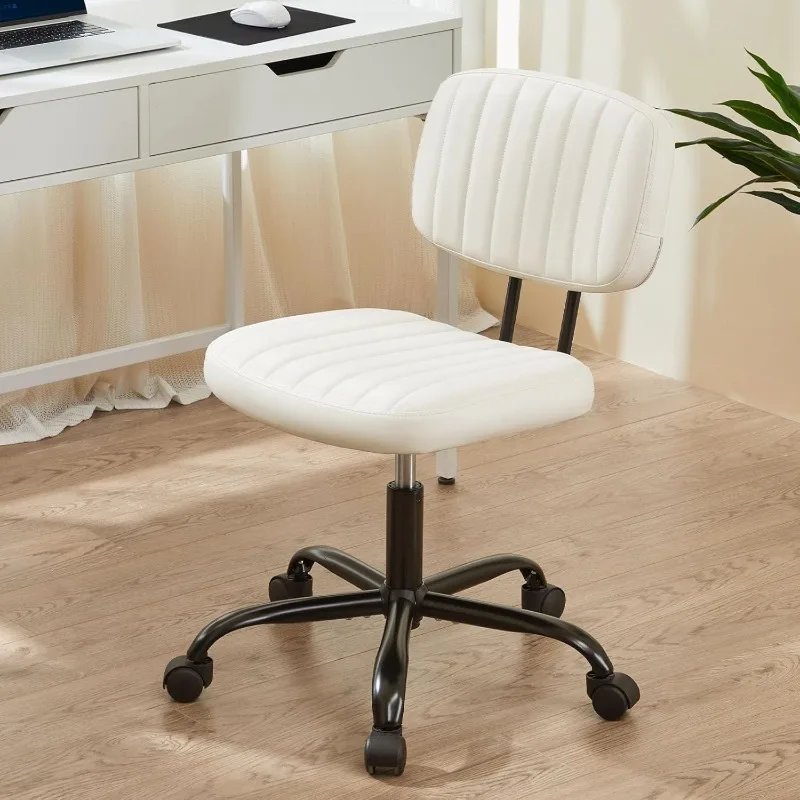 

Small Office Desk Chair with Wheels Armless Comfy Computer Chair with Lumbar Support,Adjustable Height 360° Rolling Swivel Chair