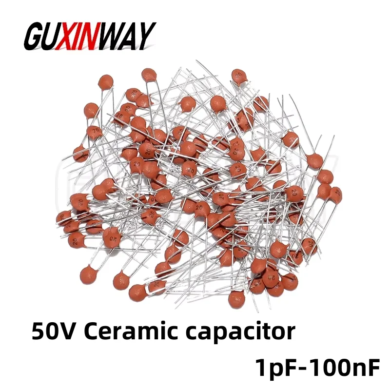 100pcs Ceramic Capacitor 50V 1pF ~ 100nF 0.1uF 104 102 10NF 103 15NF 153 472 222 332 2 3 4 5 6 7 8 9 10 33 47 82 100 PF 22 47 NF