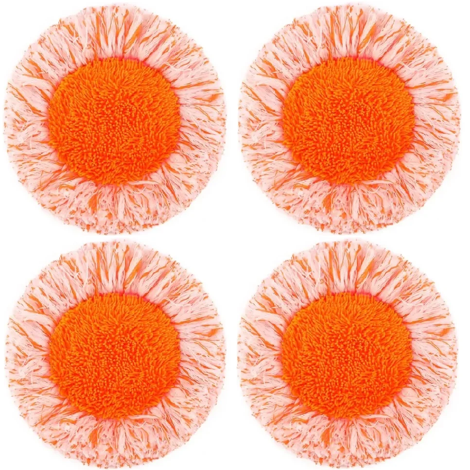 4PCS Universal Rotating Spin Mop Head Refill Microfiber Round Mopping Head Microfiber Rag Cloth Replacement for Cleanliness