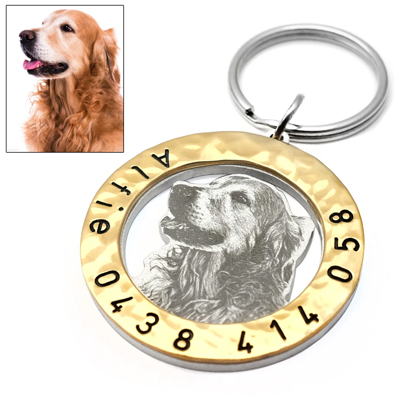 Personalized Pet ID Tag with Photo, Dog Collar Tag, Dog Portrait Tag, Engraved Dog Name Tag, Dog Accessories