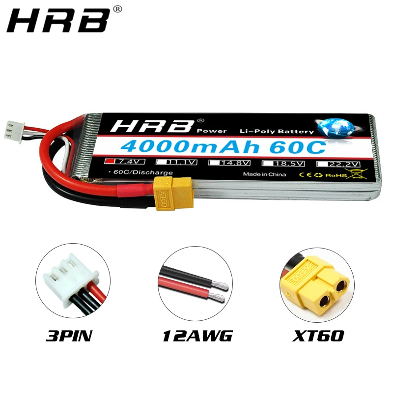 HRB 2S 7,4 V 4000 mah Lipo Batterie 60C XT60 Stecker Für RC Quadcopter Hubschrauber Boot Auto Flugzeug