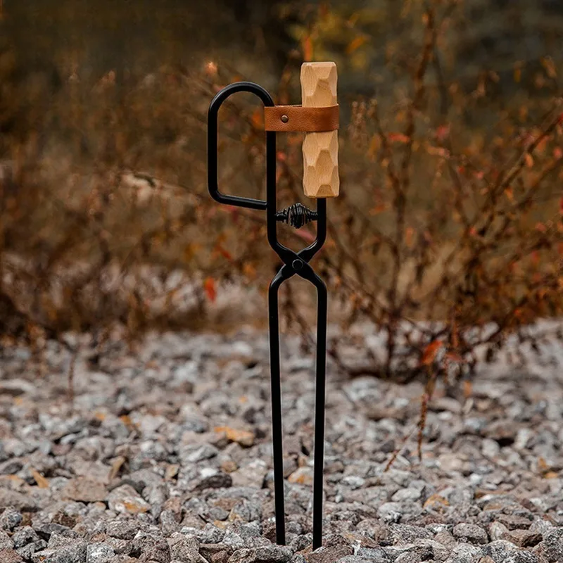 

Iron Camping Barbecue Clip Outdoor Fire Carbon Solid Handle Household Survival Lengthened Clip Tourism Heat-resistant Tool