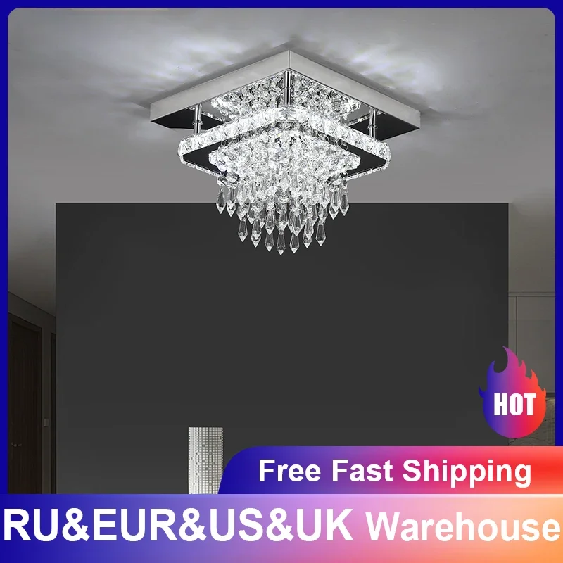 Crystal LED Ceiling Lamps K9 Living Room Stainless Steel Chandelier Luminaire For Hallway Aisle Plafon Lustres Lighting Fixtures