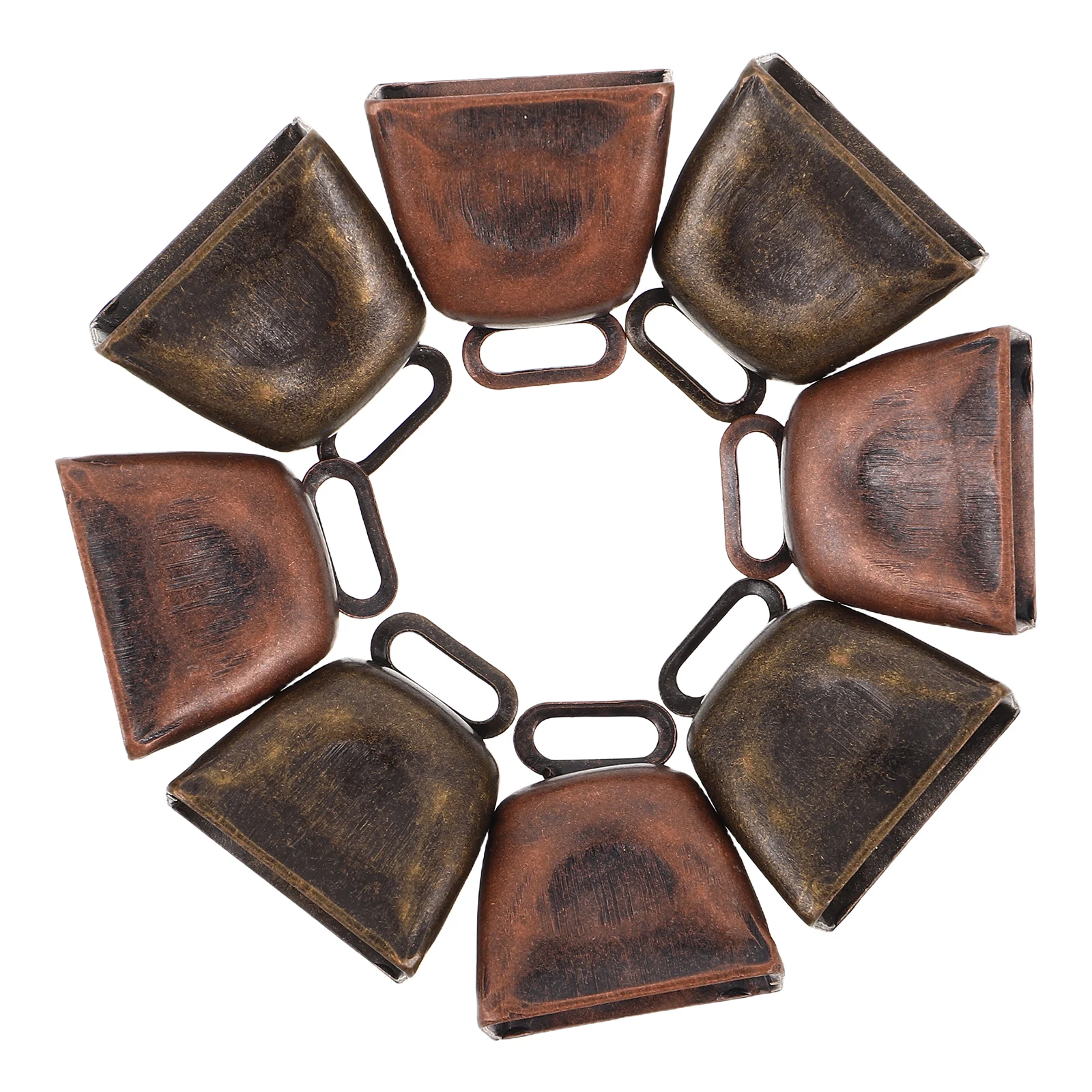 

8Pcs Mini Cow Bells Metal Vintage Bronze Finish Rustic Decorative Bells for Home Restaurant Theme Decor Functional Loud Signal