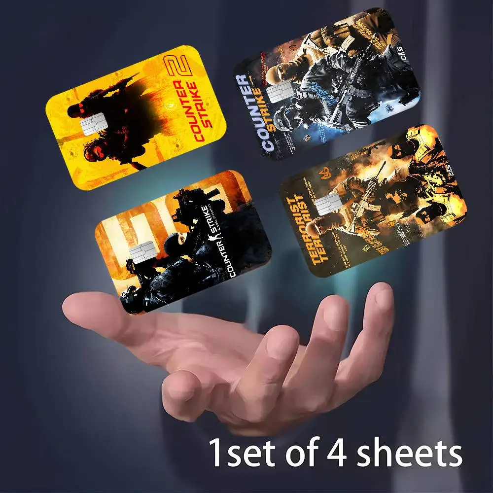 كاونتر سترايك CS 2 خمر أنيمي ملصق فيلم غطاء الجلد لبطاقة الائتمان بطاقة الخصم البنك الأمامية