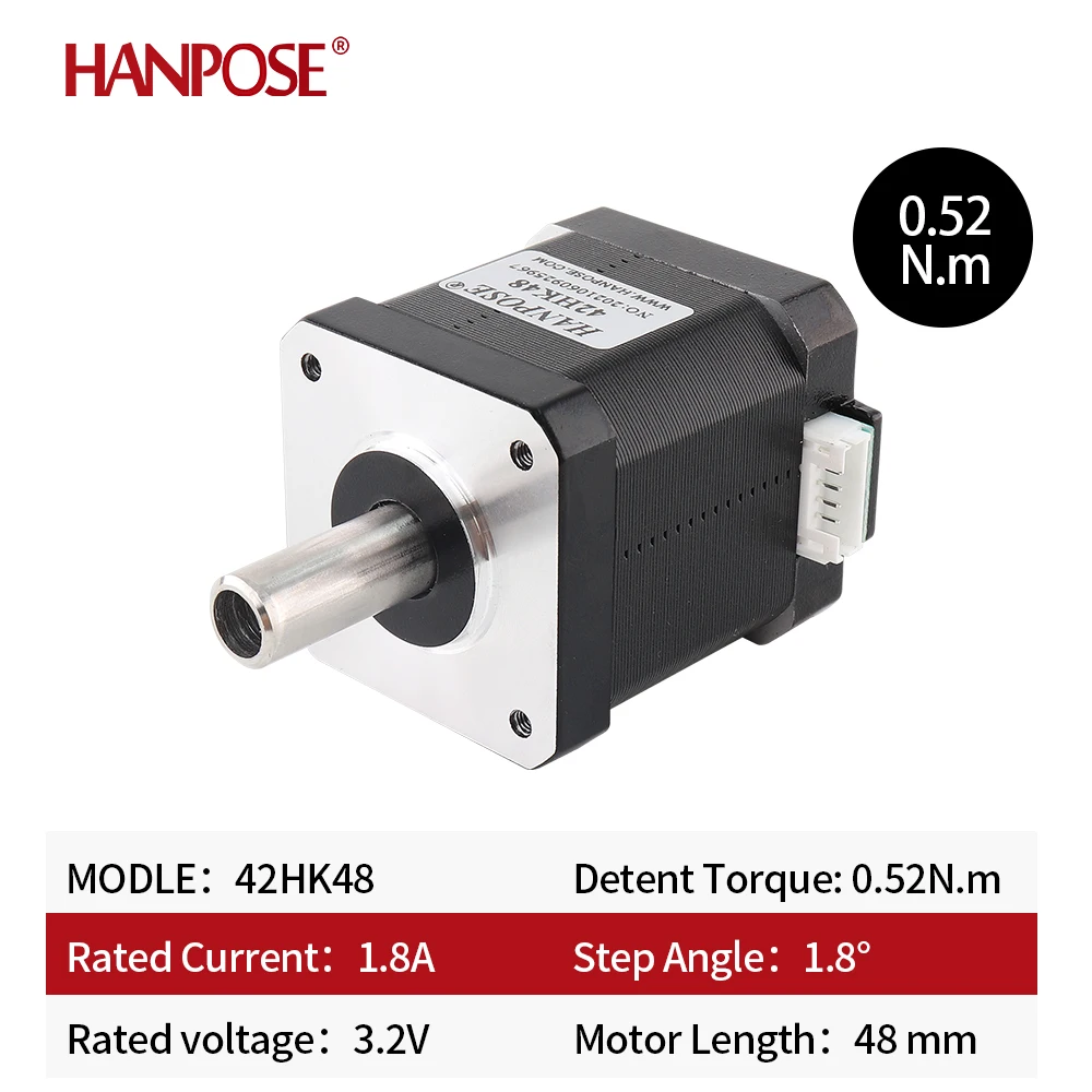 42 Hollow Biaxial Motor 2-Phase Nema17 Stepper Motor 1.8A 52N.CM 42HK48 4-Lead 3D Printer Accessories 42Step Motor