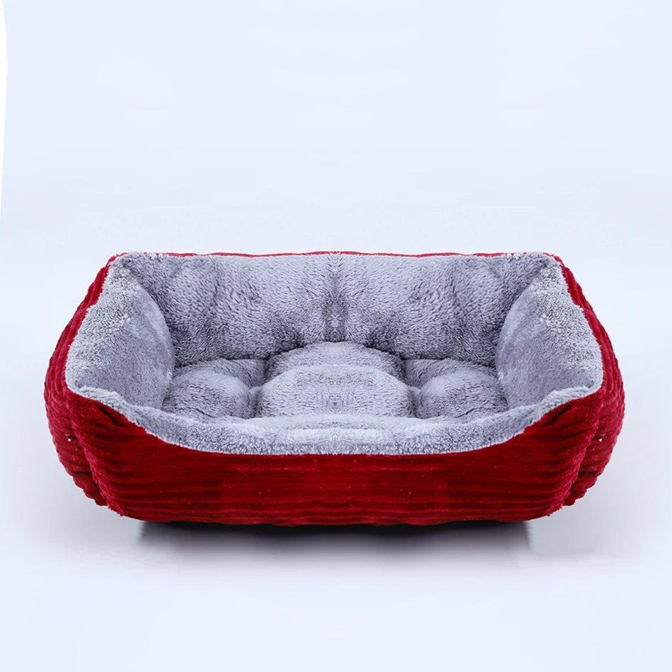 Cama para o cão de estimação quadrado de pelúcia canil médio pequeno cão sofá cama almofada do animal estimação calmante cão casa suprimentos para animais de estimação acessórios