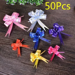 50Pcs 18mm DIY Flower Ribbons Pull Bowknots Christmas Car Decoration Gift Wrap Holiday Birthday Party Wedding