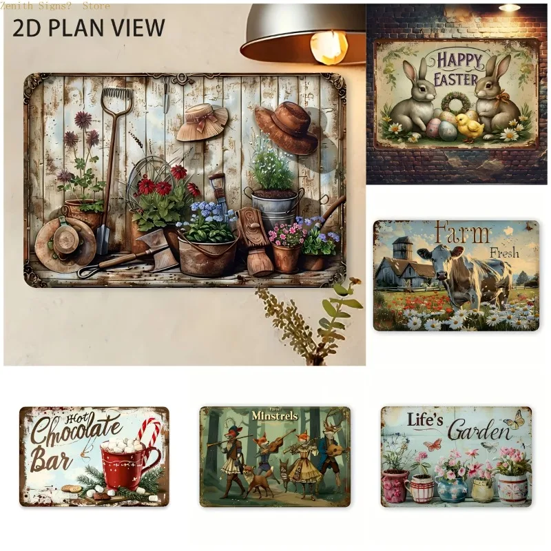 Flaches 2D-Blechschild aus Eisen im Vintage-Stil mit robuster Konstruktion und klassischem Design für die Wandpräsentation