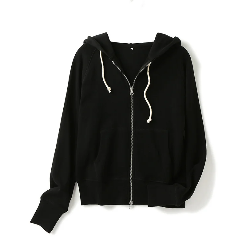 

Осенне-зимняя женская повседневная однотонная свободная толстовка с капюшоном и карманами