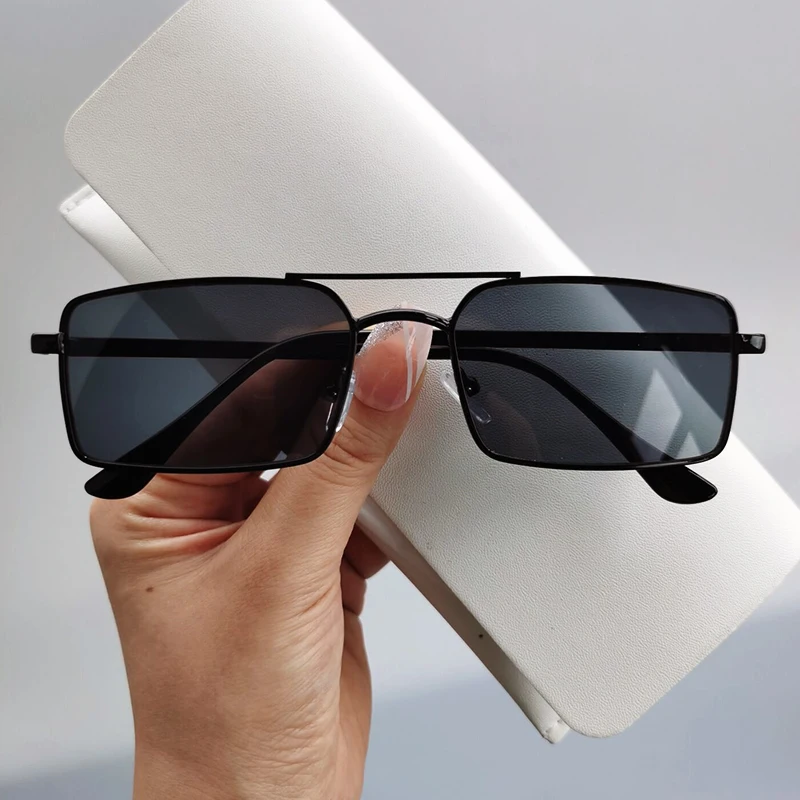 Clearance Metal Vintage Sunglasses Women  Men Luxury Brand Double Bridge Glasses Women Designer Eyewear Men Oculos De Sol