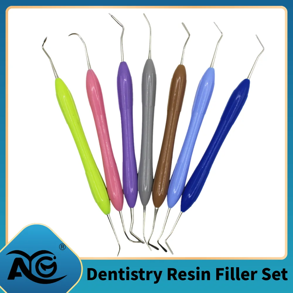 Dentistry Resin Filler Set Plastic Dresser 7PCS/SET With Silicone Handle Aesthetic Restoration Kit For Resin Knife Spatula Tools