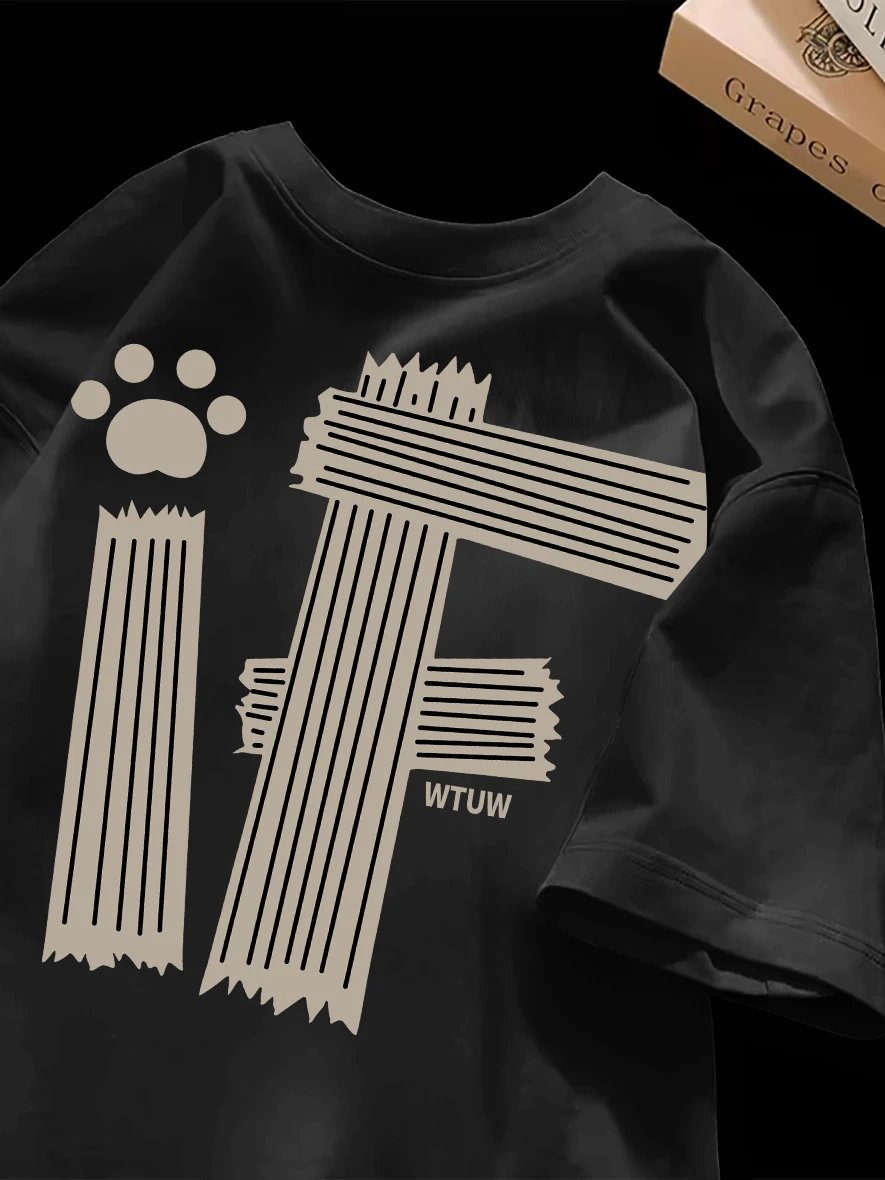 

Модная футболка с принтом и коротким рукавом, унисекс, повседневная одежда, дышащая, с геометрическим узором, молодежный стиль, китайский бренд (без названия бренда)