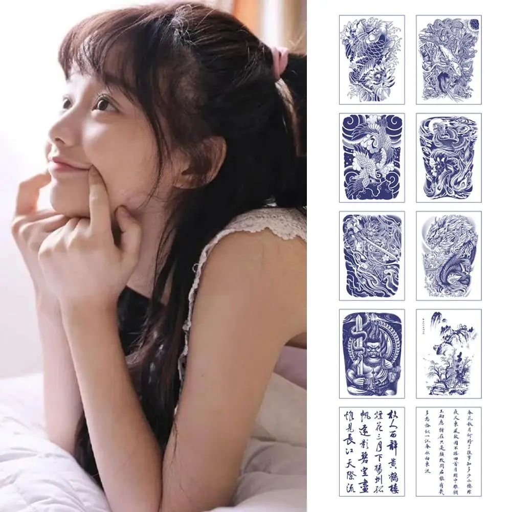 New Arm Waterproof Herbal Juice Tattoo Sticker Flower Lasting Sticker Tatouage Tattoo Arm Men Fake Semi-permanent Art Tempo J5D3