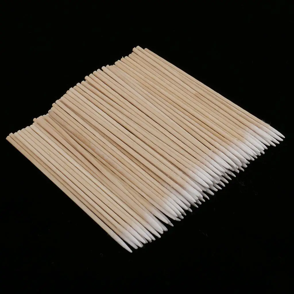 4-6pack 100 Pieces Microblading Pointed Wood Cotton Swab Bud Cosmetics