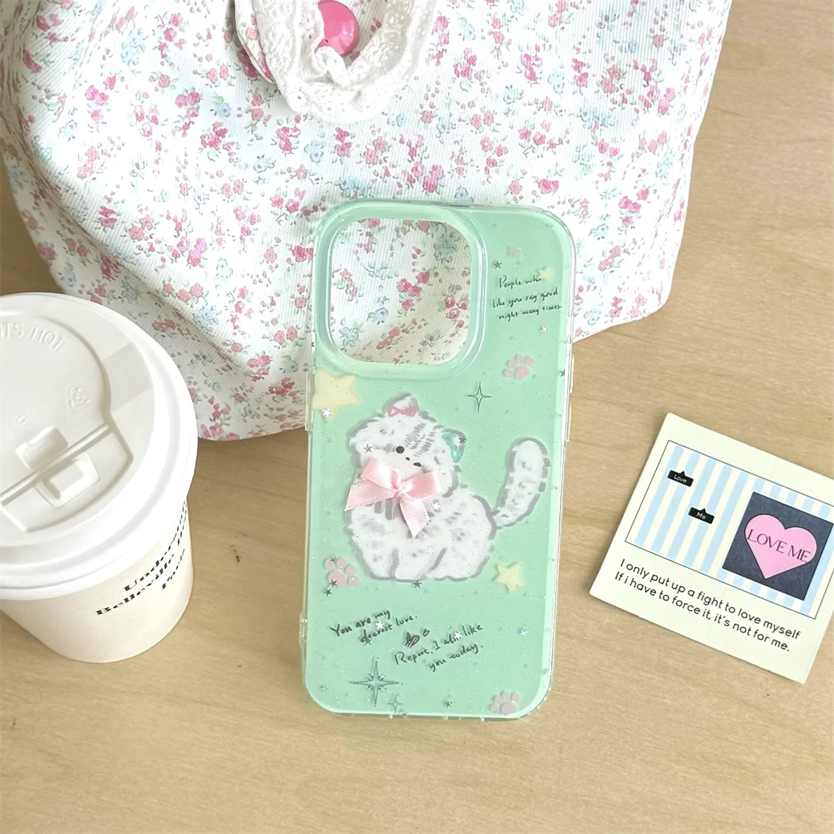 

Cute mint green bow-tied cat Phone Case For iPhone 16 15 14 13 Pro Max fundas iphone 15 case Protective cover 16 16promax case