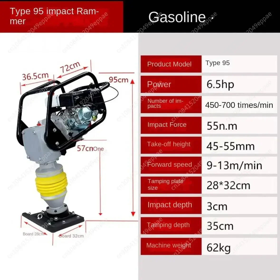 Gasoline Engine Jumping Jack Soil Earth Concrete Vibrating Compactor Rammer