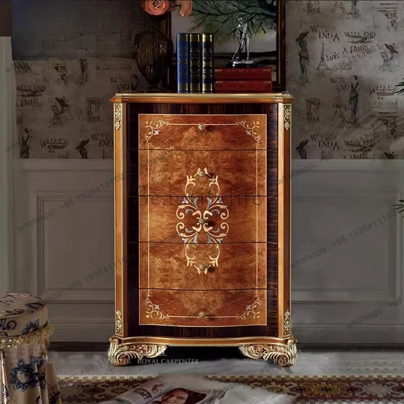 English solid wood chest neoclassical villa living room inlaid shell decorative cabinet furniture