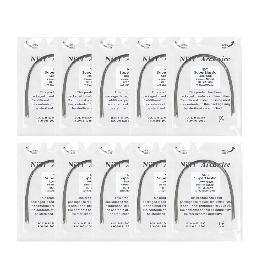 10 Pcs Dental Niti Heat Thermal Activated Archwires Natural Form Orthodontic Arc Round Rectangular Arch Wires for Teeth Braces