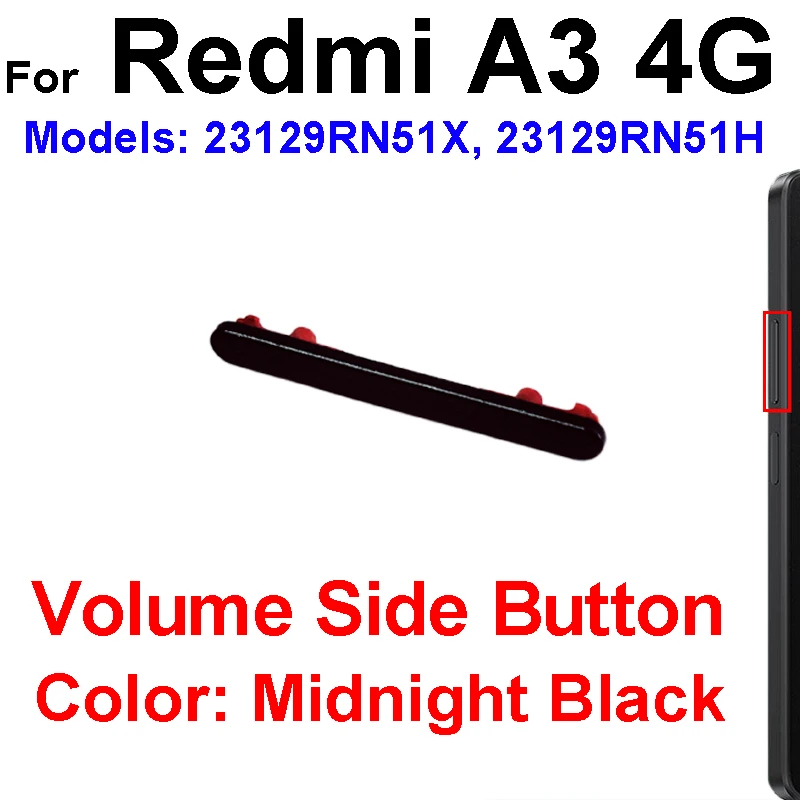 On Off Power Volume Audio Buttons For Xiaomi Redmi A3 A3X A4 A5 Small Side Keys Control Volume Replacement Repair Parts