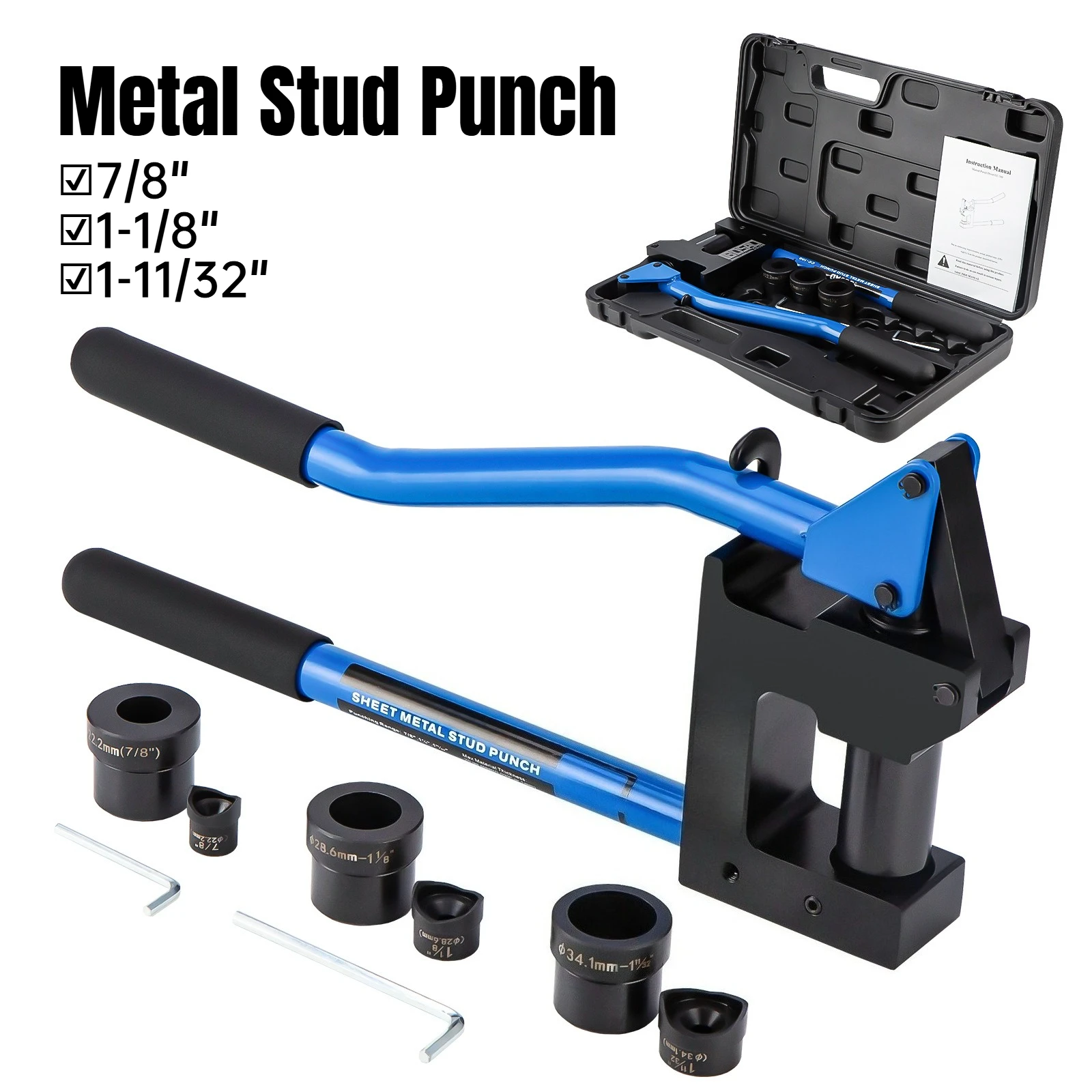 Industrial Metal Stud Punch - 3 Die Set (7/8