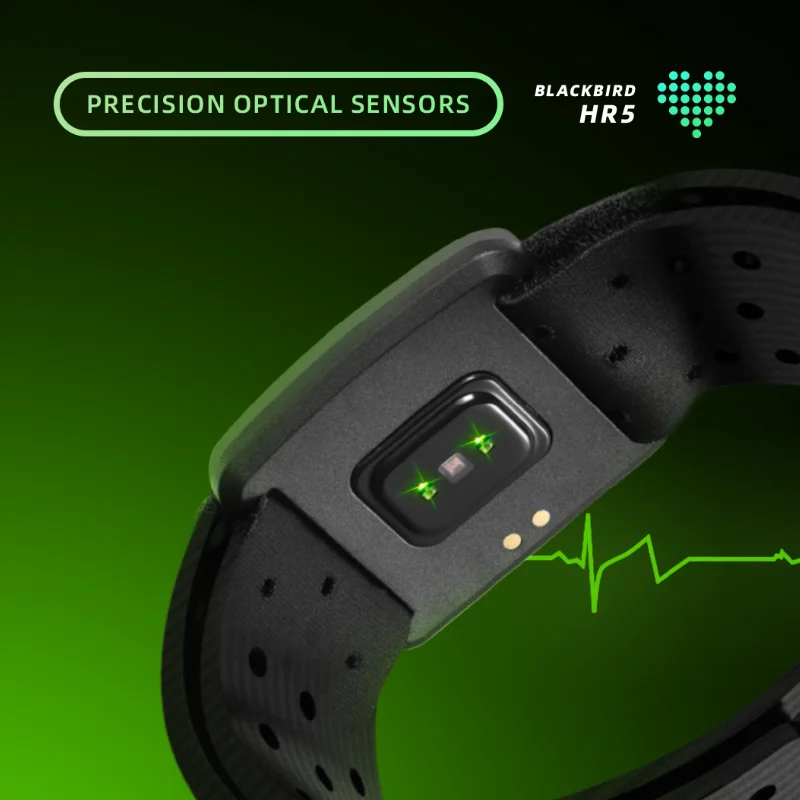 BLACK BIRD 2024 New Arm Heart Rate Sensor LED Color Display Heart Rate Zone BLE ANT Waterproof HR Monitor For Bike Computer
