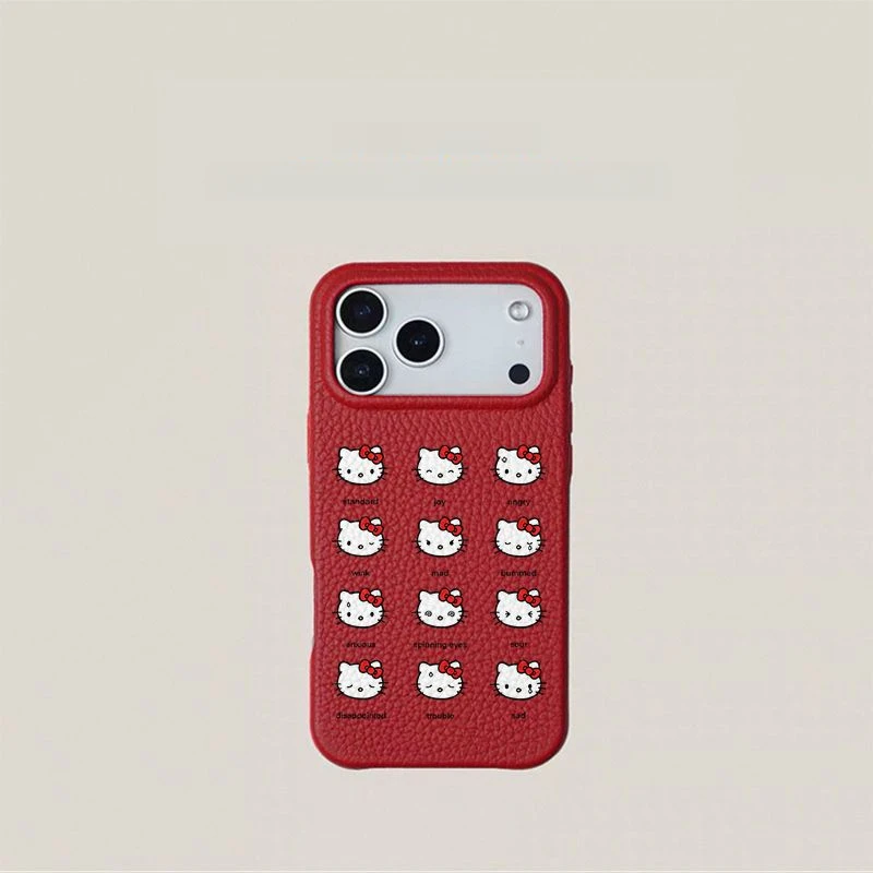 Cute Cartoon Emotional Kt Phone Case for iphone 17 Pro Max 16 15 14 13 12 11 Korean Girl Anime Leather Shockproof Back Cover