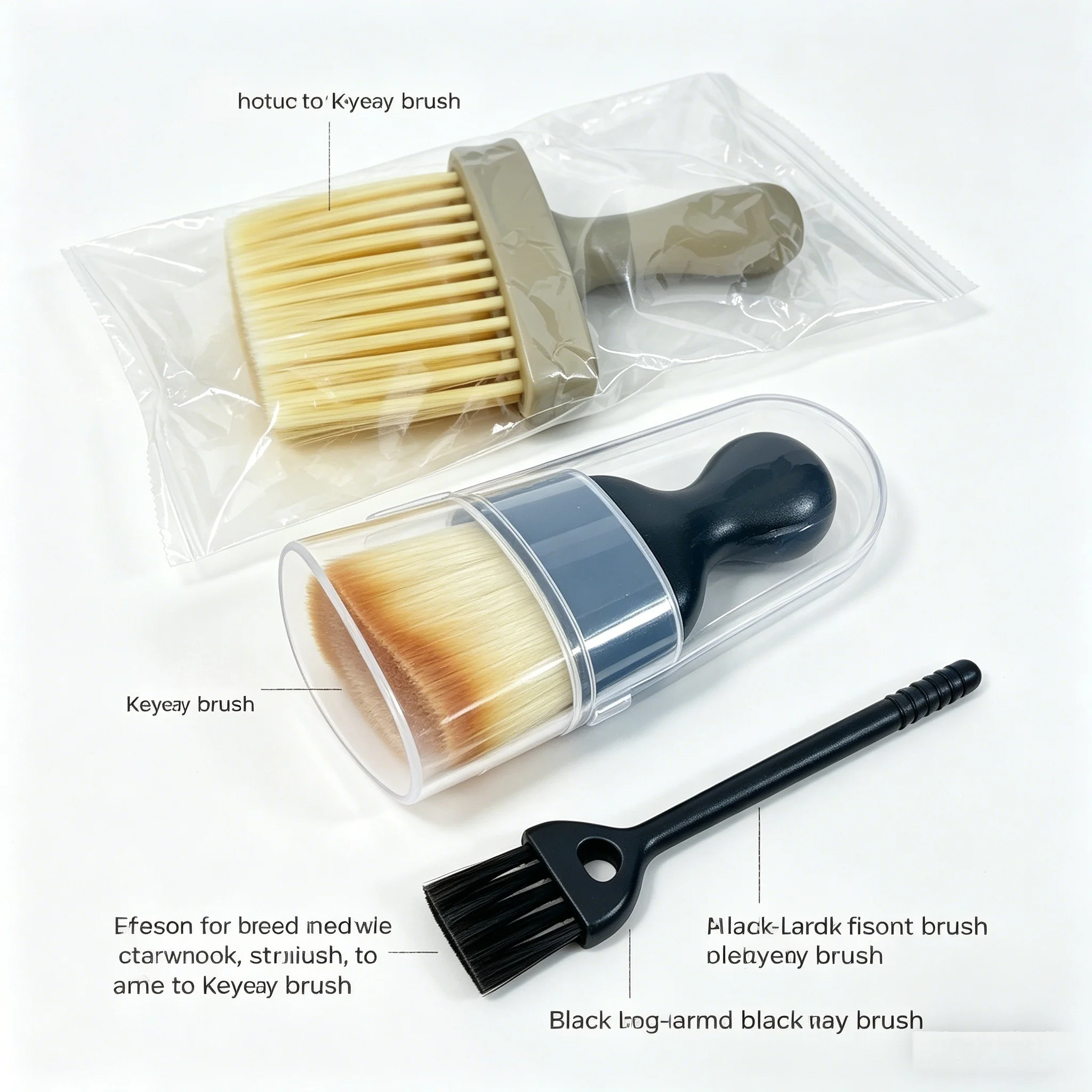 3-Piece Keyboard & Detail Cleaning Brush Set, Soft Bristle Dust Remover for Electronics, Car Interior, Household Crevices, Multi