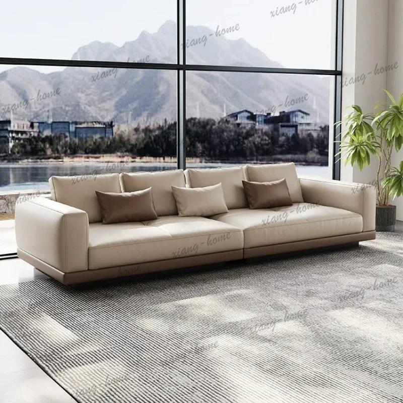 LSModern office business genuine leather sofa light luxury premium vertical row combination sofas couch living room furniture