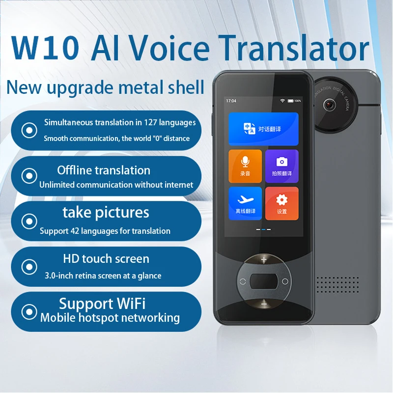 

2022 W10 Instant Voice Translator Language Translator In Real-time Smart Translator Supports 127 Online Languages Translation