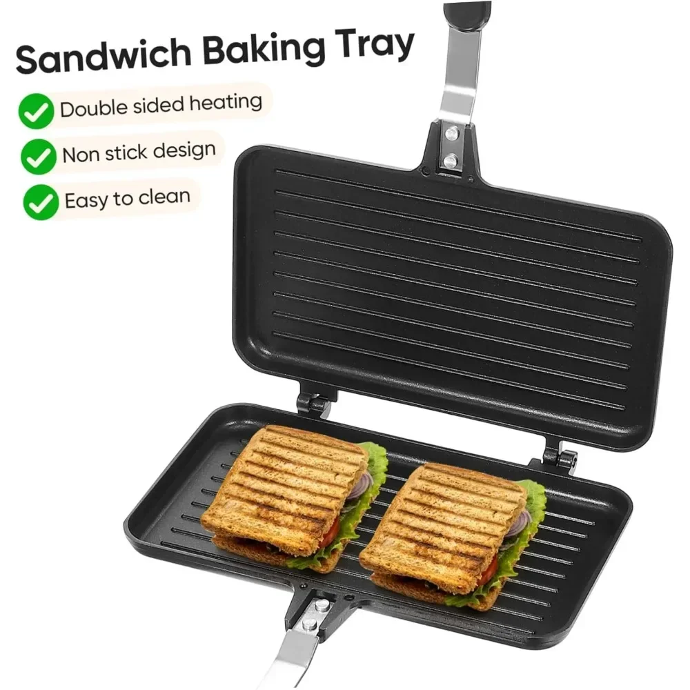 NonStick Sandwich Maker Mini Waffle Breakfast Pot Baking Pan Barbecue Oven Household Mould Egg Frying Pan for Kitchen Restaurant 4