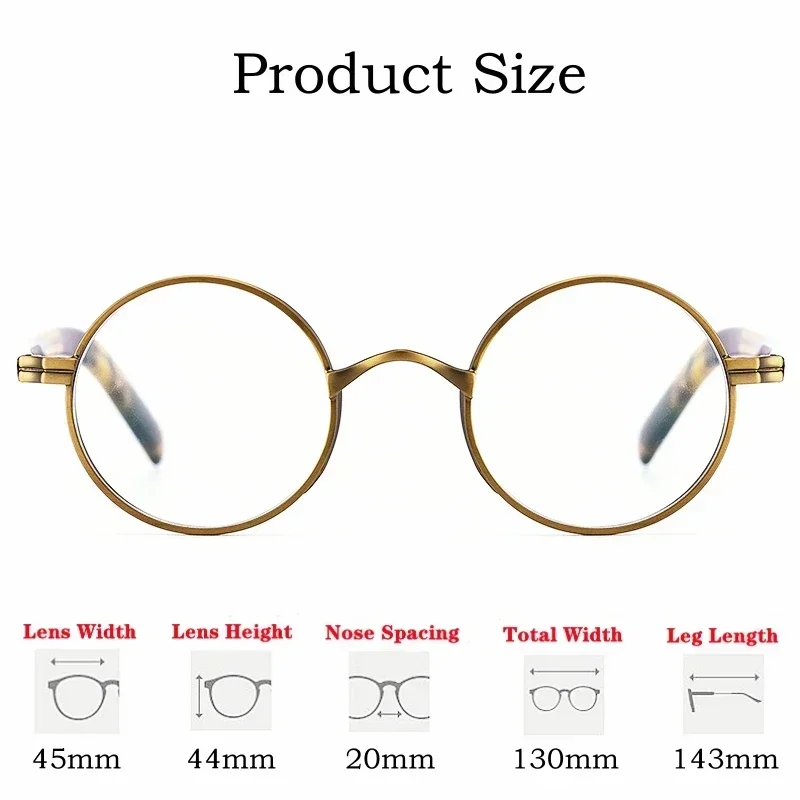 

Retro Round Small Optical Glasses Titanium Alloy Acetate Eyewear Women Fashion Eyeglasses Frame Men Custom Myopia Lenses