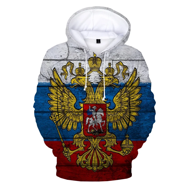 Russia Flag Graphic Hoodie for Men Top Russian Eagle Emblem Hooded Pullover 3D Print  RUS New in Hoodies amp Sweatshirts Hoody