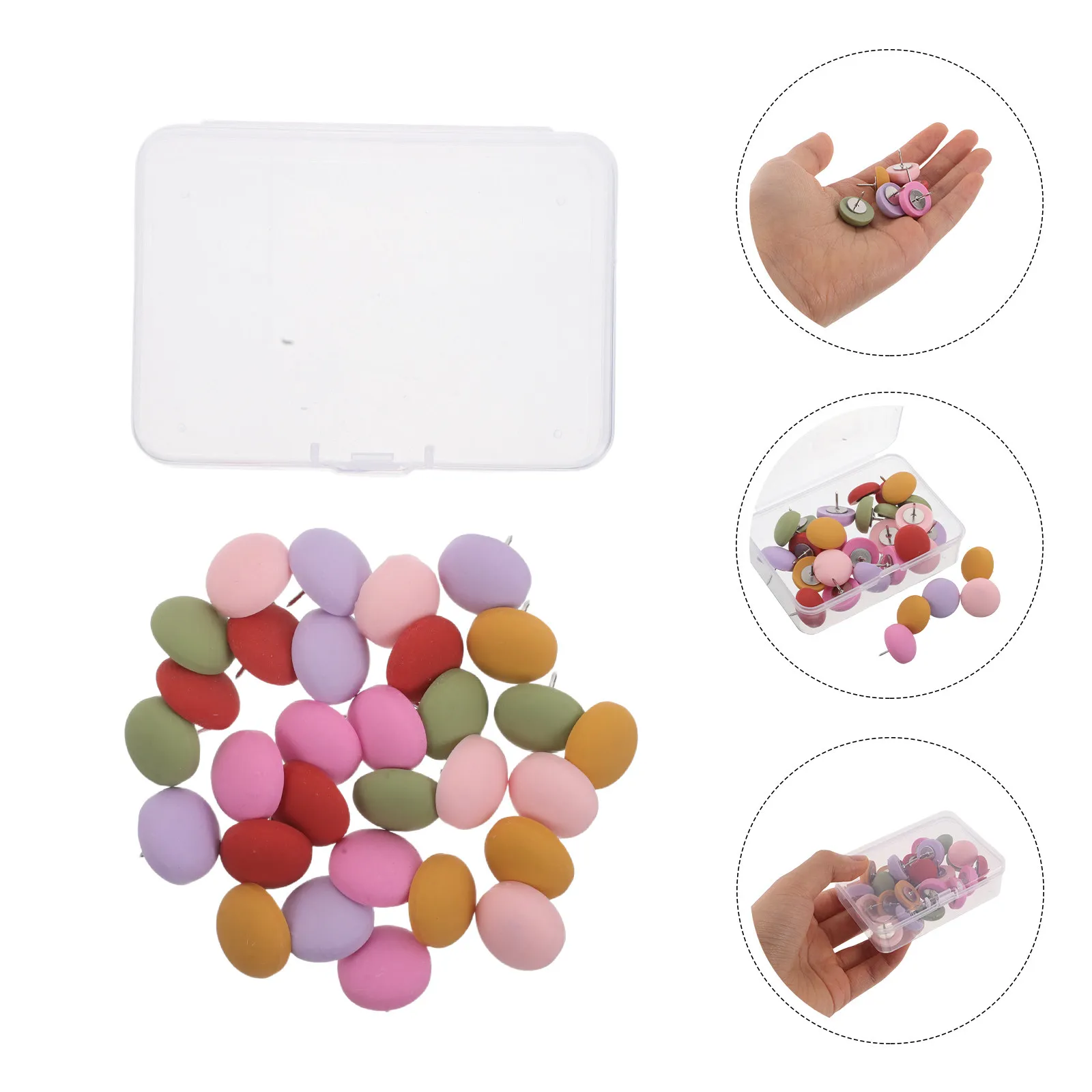 30Pcs Macaroon Push Pins Matte Half-Round Thumbtacks Decorative Resin Office Cork Board Photo Map Pins Colorful Bulletin Board