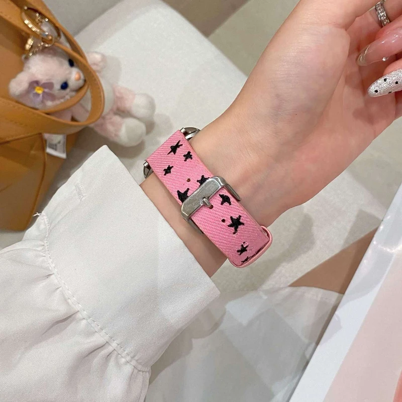 

Embroidered Star Bracelet Apple Wach for Apple Watch S10 9 8 7 6 5 4 3 Watch Strap 49mm 45mm 44mm 42mm Women's Wristband Gifts