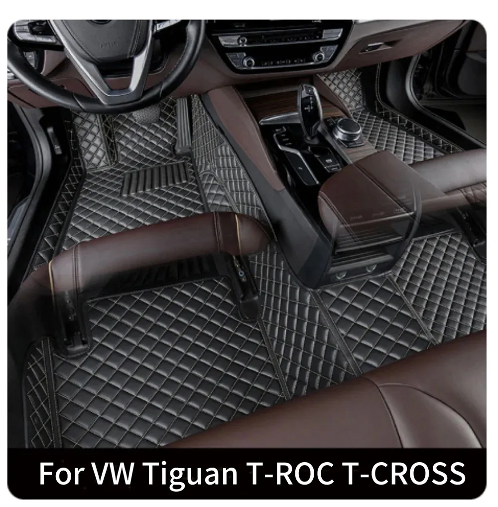 Rugs Soft Advanced Prism Handmade leather Car Floor Mats For VW Tiguan T-ROC T-CROSS Foot Pads Coche Accessories Auto Carpets