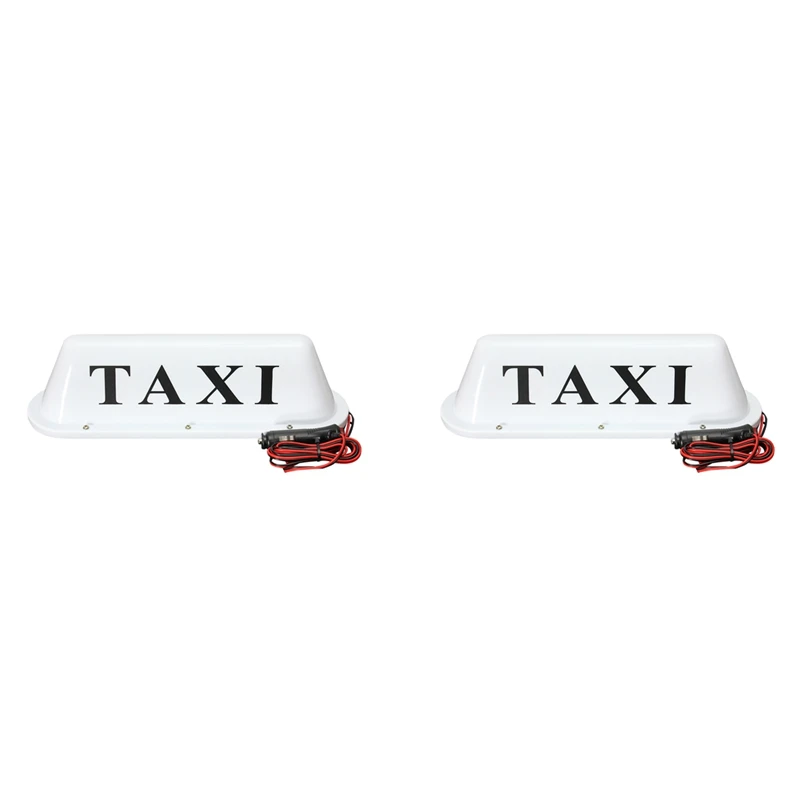 

2X White Waterproof Taxi Magnetic Base Roof Top Car Cab LED Sign Light Lamp 12V PVC