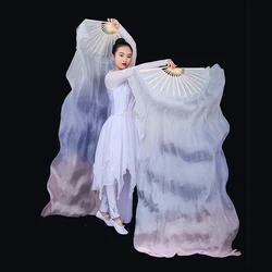 Wholesale dyed 100% pure natural silk fan veils for belly dance 180cm long silk fan veils tribal damce fan