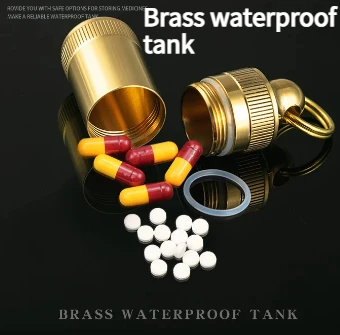 NEW Brass Sealed Cabin Portable Brass Mini Medicine Box Outdoor Camping EDC Survival Waterproof Can