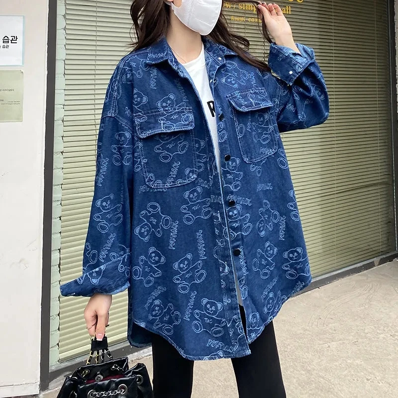 Denim Shirt Women\'s Korean Version Loose Mid-Length 2022 New Spring Net Red Design Niche Shirt Jacket Ladies Denim Jacket W3167