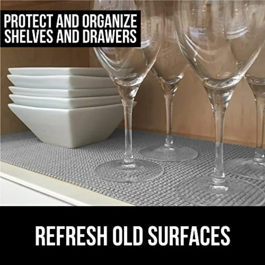 Set di 4 rivestimenti per cassetti e rivestimenti per mensole in filo metallico, dimensioni della fodera per cassetti 17,5 pollici x 20 piedi in grigio, non adesivo, dimensioni della fodera per mensola in filo metallico 14x3