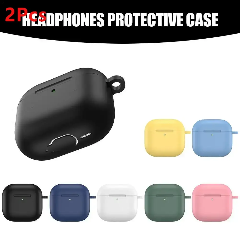 2Pcs Headphone Case For Apple AirPods 4 Silicone Wireless Earphone Cover Drop-proof Waterproof Charging Compartment Organizer
