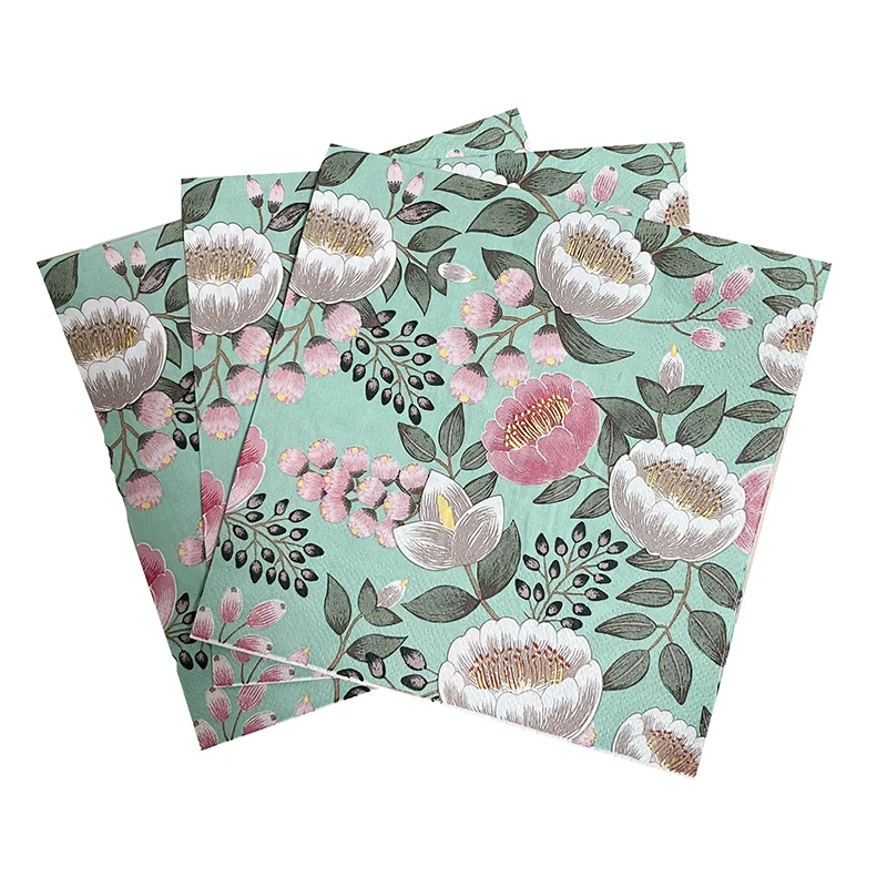 20/60Pcs Peony Floral Printed Napkins, Disposable 2 Layer Paper Napkins for Party Hotel Dinner Table DIY Decor