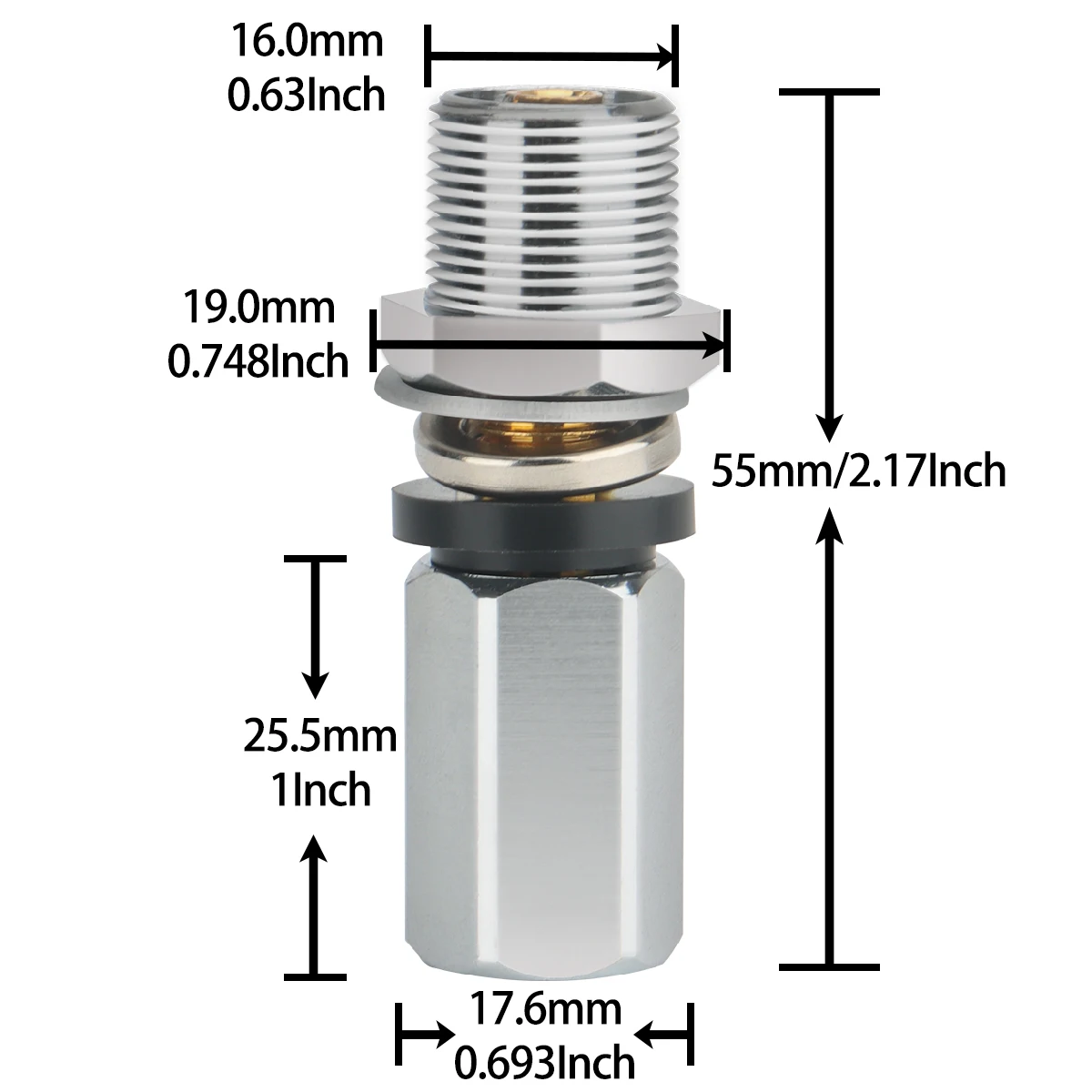Heavy Duty CB Antenna Stud Mount Adapter with SO-239 connector For Installing 3/8 x 24 Threaded CB Ham Radio Antenna